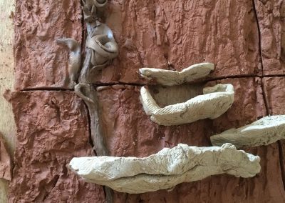 Detail: Frank & Deedy’s Fountain of shelf mushrooms in process Height: 6 ft Width: 24”