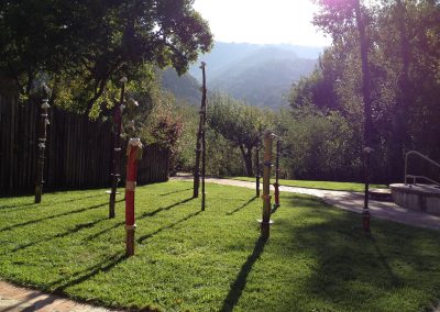 "Alien Botanicals" Carmel Valley Installation 10 pieces Height: 2 to 12 feet  Width: 2 to 7 inches Porcelain, Stoneware, Earthenware, Metal